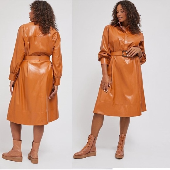 Anthropologie Dresses & Skirts - Anthropologie Mare Mare Ripley Toffee Pleather Trench Shirt Dress. Size 3X